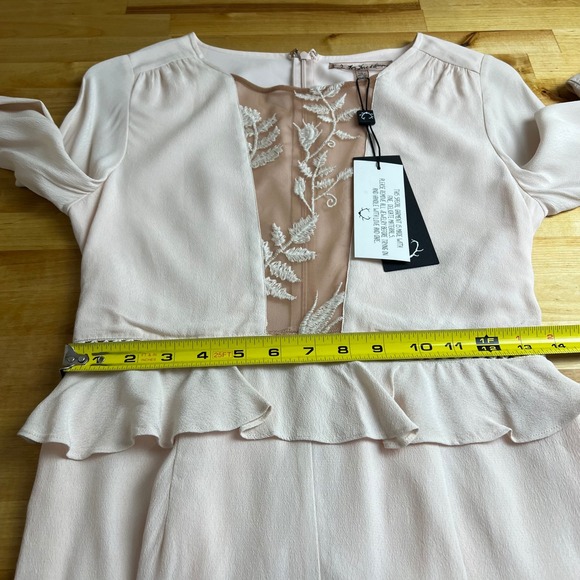 For Love & Lemons Emelia Romper‎ Blush Pink Bell Sleeve Size Small NEW w/Flaws - Picture 11 of 13